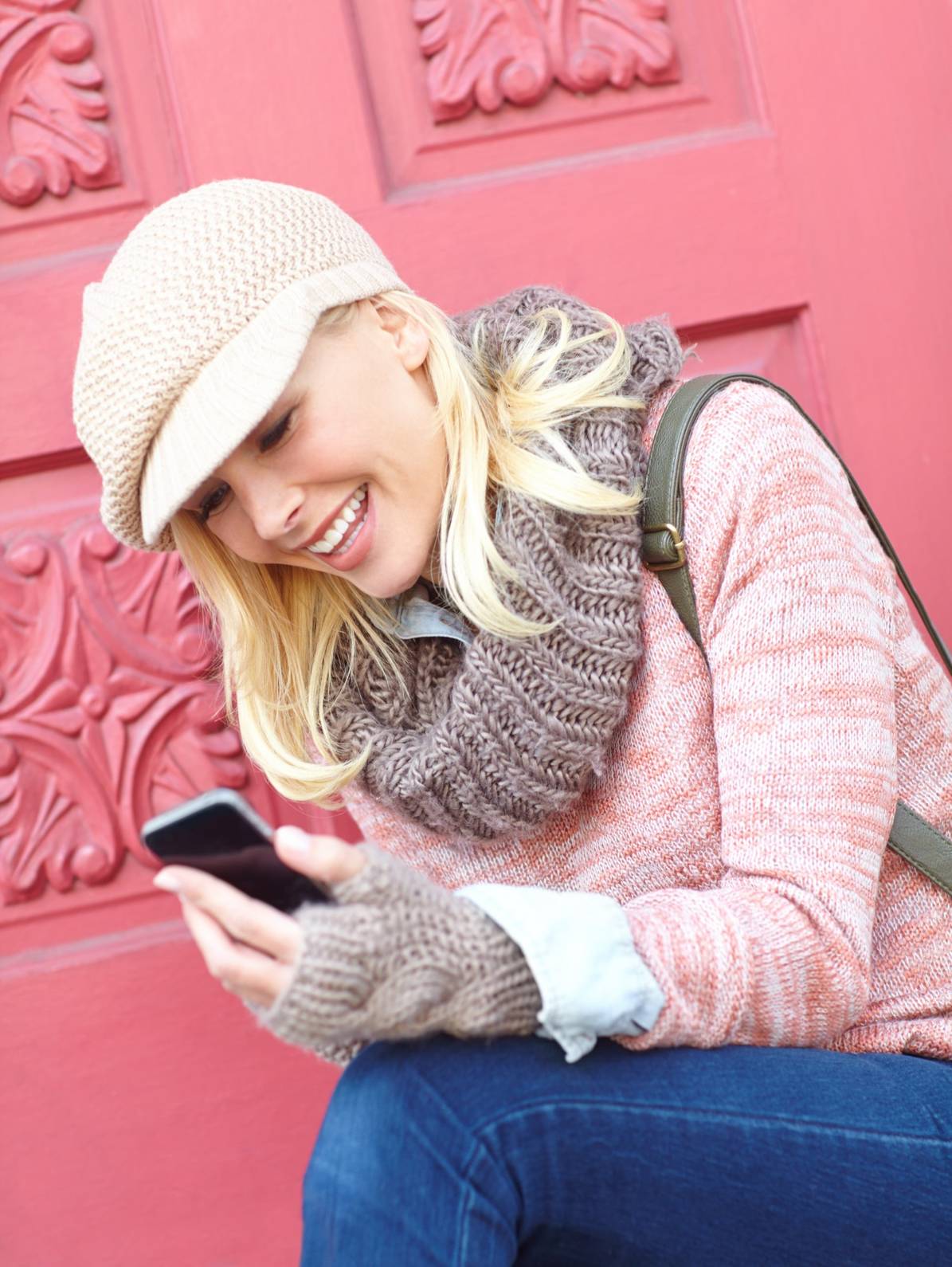 Woman joining online English conversation club on mobile